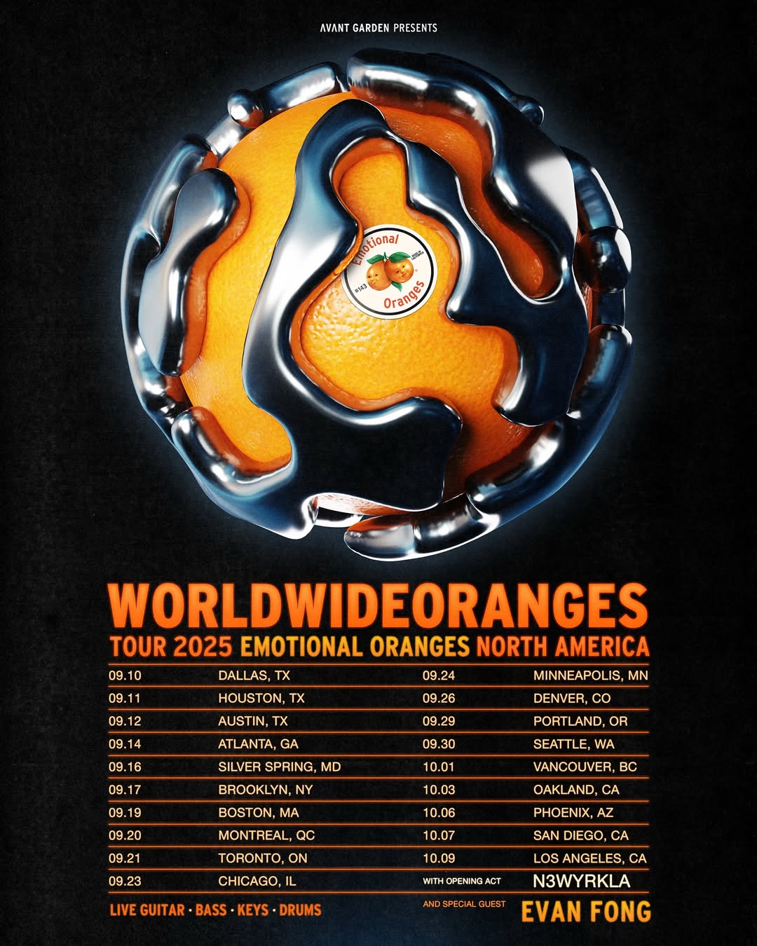 N3WYRKLA WORLDWIDEORANGES Tour Poster